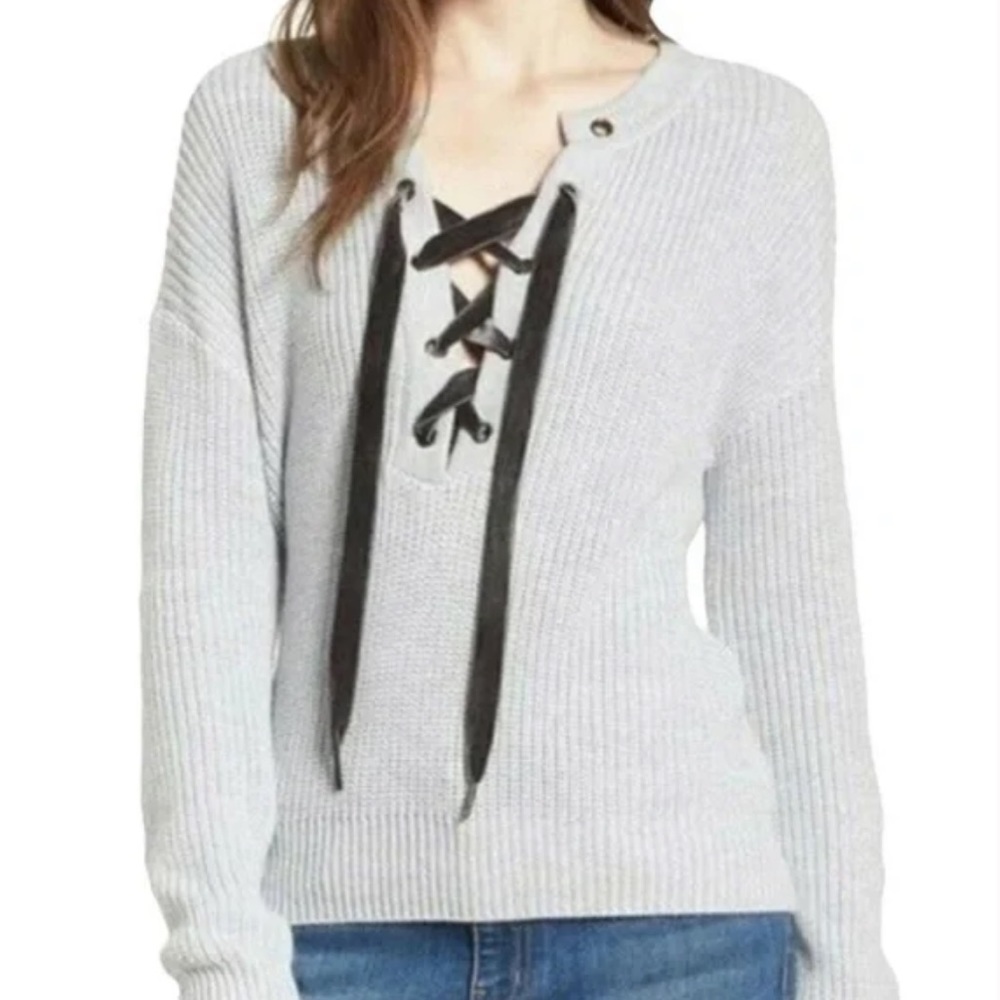 Rails Knit Gray Long Sleeve Bow Tie Casual Sweater- Size Medium​